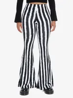 Cosmic Aura Black & White Stripe Girls Flare Pants