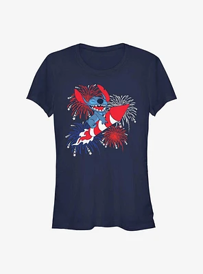 Disney Lilo & Stitch Riding Fireworks Girls T-Shirt