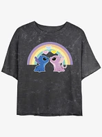 Disney Lilo & Stitch Angel Love Under The Rainbow Mineral Wash Girls Crop T-Shirt