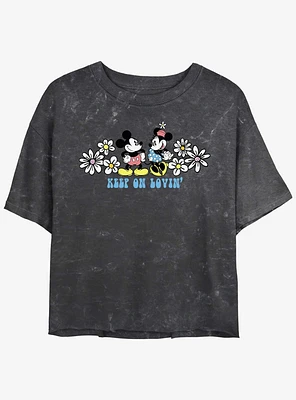 Disney Mickey Mouse & Minnie Keep On Lovin' Mineral Wash Girls Crop T-Shirt