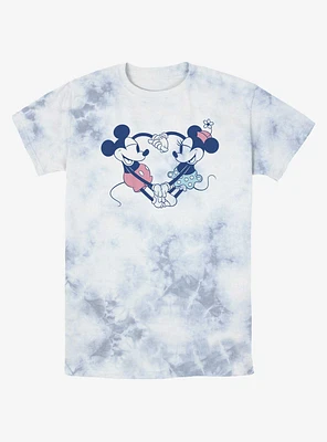 Disney Mickey Mouse & Minnie Heart Pair Tie-Dye T-Shirt