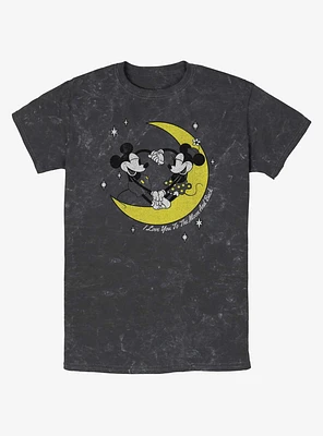 Disney Mickey Mouse & Minnie I Love You To The Moon And Back Mineral Wash T-Shirt