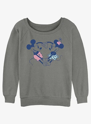 Disney Mickey Mouse & Minnie Heart Pair Girls Slouchy Sweatshirt