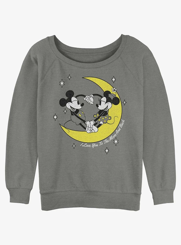 Disney Mickey Mouse & Minnie I Love You To The Moon And Back Girls Slouchy Sweatshirt