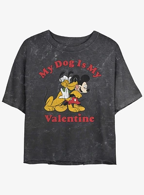 Disney Pluto Love My Dog Mineral Wash Girls Crop T-Shirt