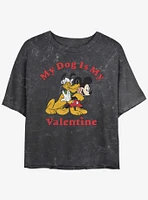 Disney Pluto Love My Dog Mineral Wash Girls Crop T-Shirt