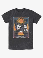 Disney Mickey Mouse & Minnie The Future Looks Bright Astrology Mineral Wash T-Shirt