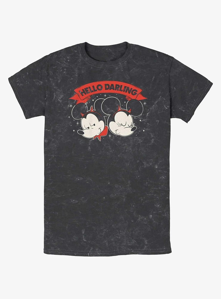 Disney Mickey Mouse & Minnie Hello Darling Mineral Wash T-Shirt