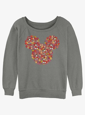 Disney Mickey Mouse Flowers Girls Slouchy Sweatshirt