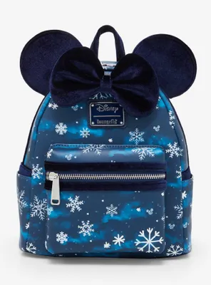 Loungefly Disney Snowflake Minnie Mouse Ears Mini Backpack - BoxLunch Exclusive