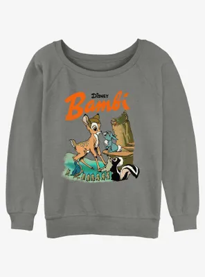 Disney Bambi Forest Friends Womens Slouchy Sweatshirt