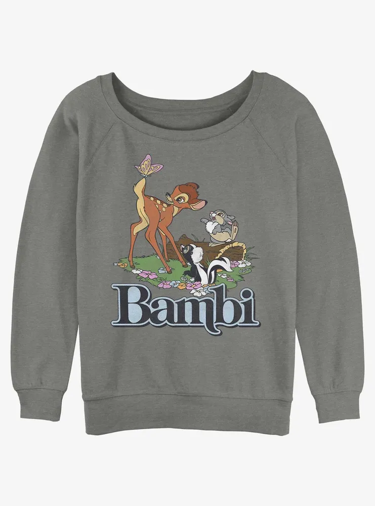 Disney Bambi Forest Friends Logo Womens Slouchy Sweatshirt