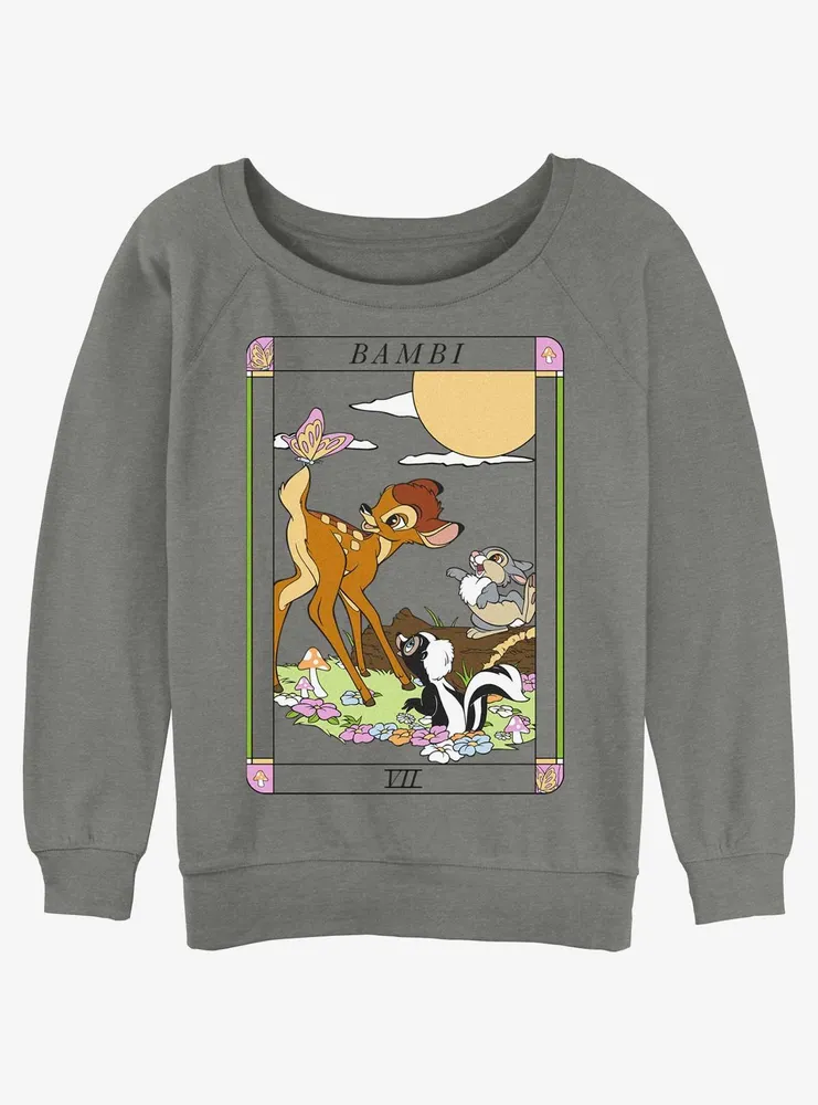 Disney Bambi and Friends Flower & Thumper Card Womens Slouchy Sweatshirt