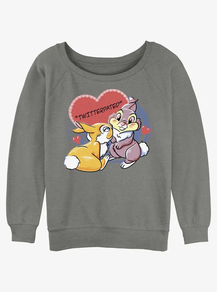 Disney Bambi Thumper Loves Miss Bunny Twitterpated Womens Slouchy Sweatshirt