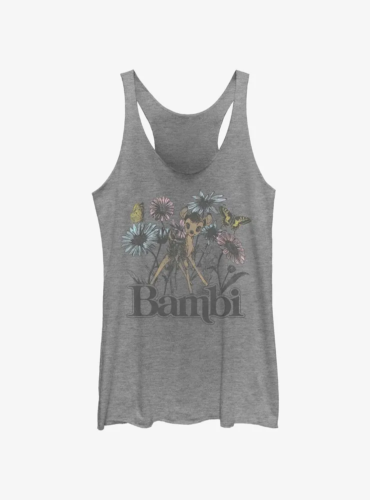 Disney Bambi Watercolor Floral Womens Tank Top