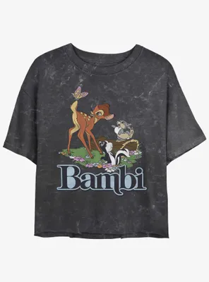 Disney Bambi Forest Friends Logo Mineral Wash Womens Crop T-Shirt