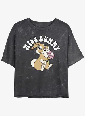 Disney Bambi Miss Bunny Retro Mineral Wash Womens Crop T-Shirt