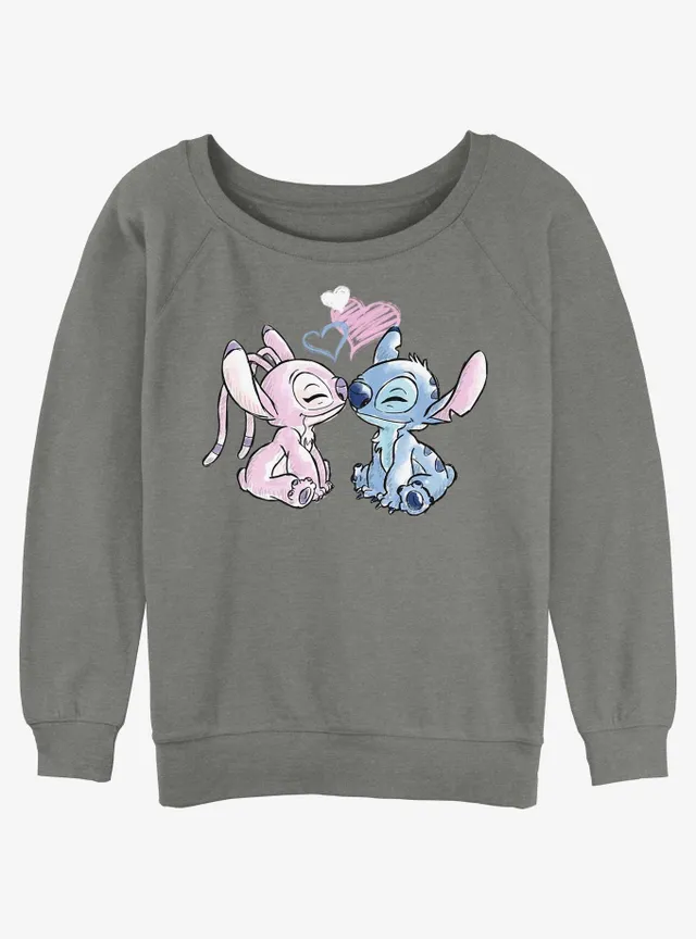 Boxlunch Disney Lilo & Stitch Angel Love Under The Rainbow Womens Slouchy  Sweatshirt