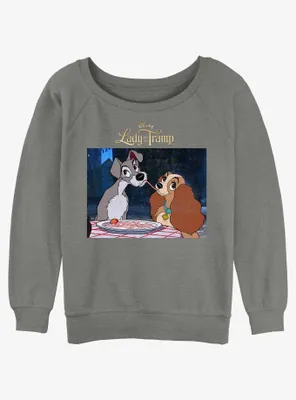 Disney Lady and the Tramp Share Spaghetti Womens Slouchy Sweatshirt