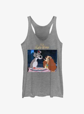 Disney Lady and the Tramp Share Spaghetti Womens Tank Top