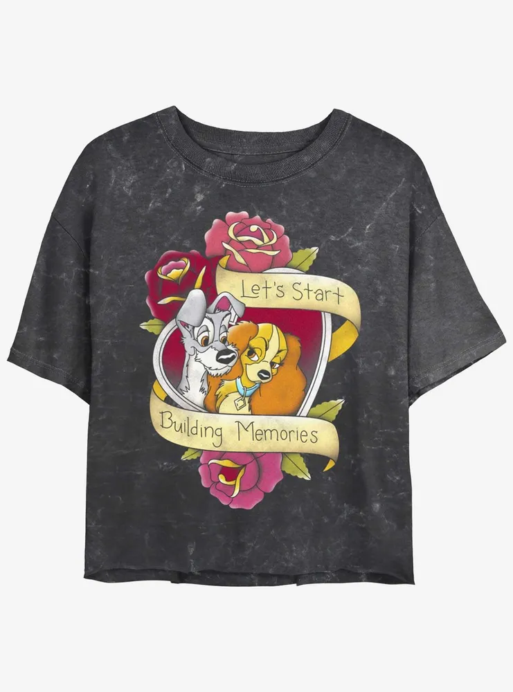 Disney Lady and the Tramp Build Memories Mineral Wash Womens Crop T-Shirt