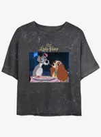 Disney Lady and the Tramp Share Spaghetti Mineral Wash Womens Crop T-Shirt