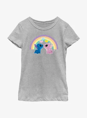 Disney Lilo & Stitch Angel Love Under The Rainbow Youth Girls T-Shirt