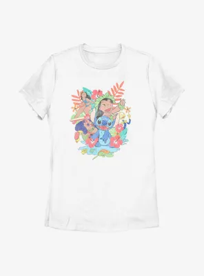 Disney Lilo & Stitch Floral Ohana Womens T-Shirt