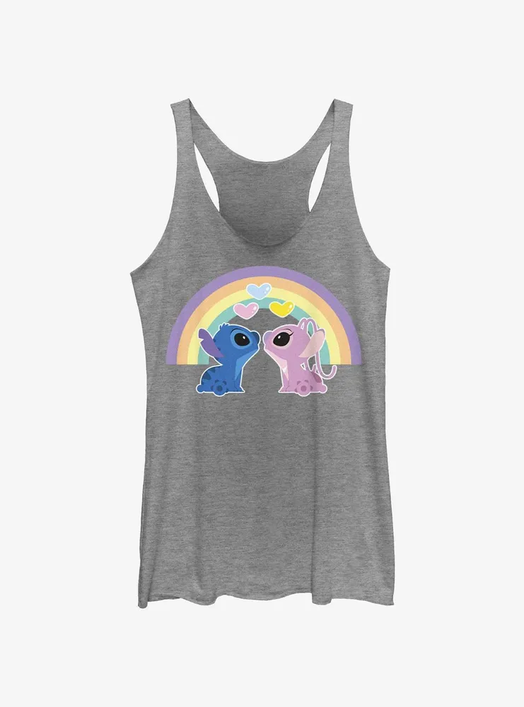 Disney Lilo & Stitch Angel Love Under The Rainbow Womens Tank Top