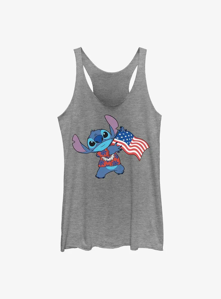 Disney Lilo & Stitch Tropic American Flag Womens Tank Top