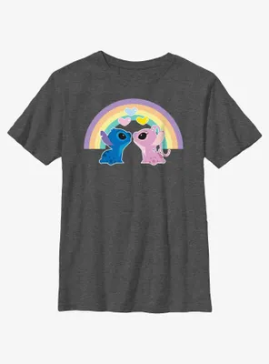 Disney Lilo & Stitch Angel Love Under The Rainbow Youth T-Shirt