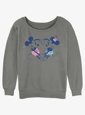 Disney Mickey Mouse Heart Pair Womens Slouchy Sweatshirt
