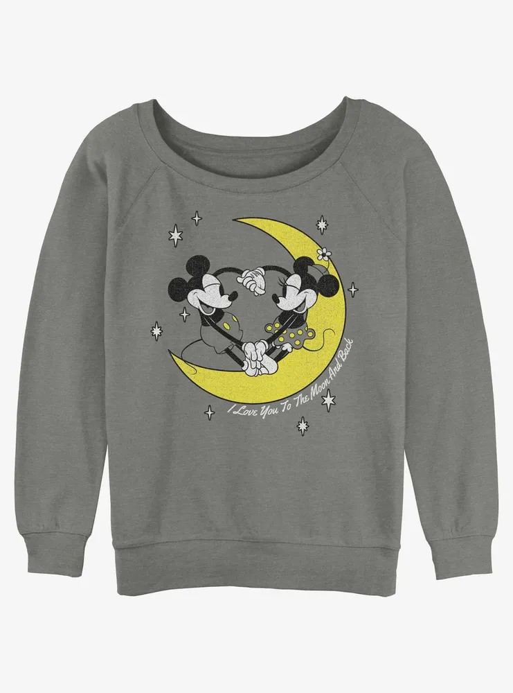 Disney Mickey Mouse I Love You To The Moon And Back Womens Slouchy Sweatshirt