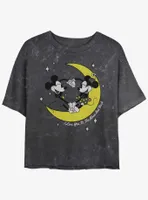 Disney Mickey Mouse I Love You To The Moon And Back Mineral Wash Womens Crop T-Shirt