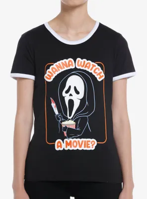 Scream Ghost Face Watch Movies Girls Ringer T-Shirt