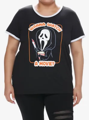 Scream Ghost Face Watch Movies Girls Ringer T-Shirt Plus