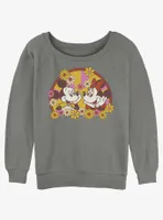 Disney Mickey Mouse & Minnie Spring Bloom Womens Slouchy Sweatshirt