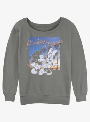 Disney Mickey Mouse Sunset Couple Womens Slouchy Sweatshirt