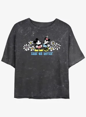 Disney Mickey Mouse Keep On Lovin' Mineral Wash Womens Crop T-Shirt