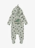 Jurassic Park Dinosaur Allover Print Footed Infant One-Piece - BoxLunch Exclusive