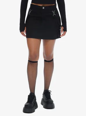 Social Collision Black Cargo Suspender Mini Skirt