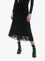 Thorn & Fable Flocked Rose Midi Skirt