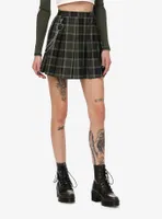 Thorn & Fable Green Plaid Side Chain Skirt