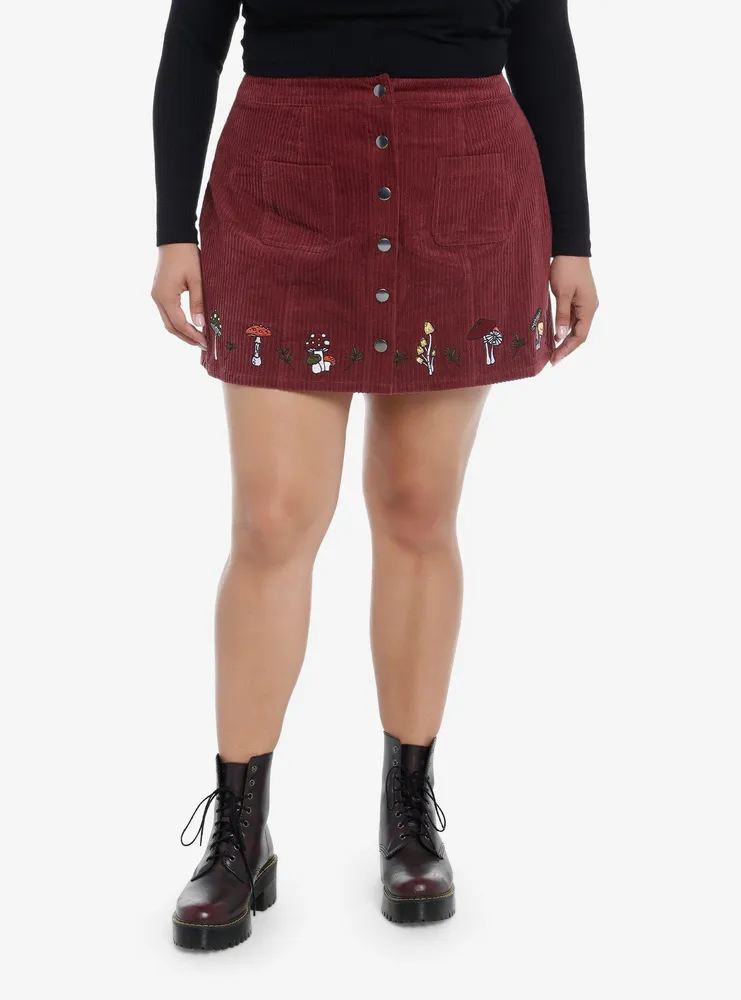 Thorn & Fable Mushroom Corduroy Skirt Plus