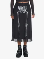 Social Collision Skeleton Anatomy Mesh Midi Skirt