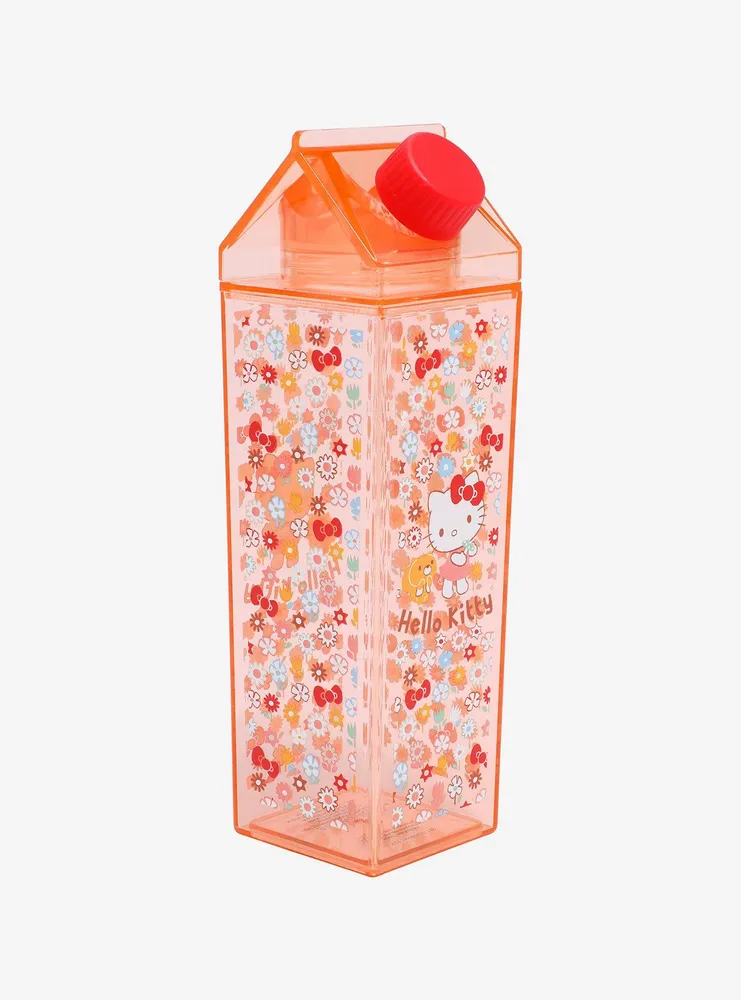 Hello Kitty Flowers Red Milk Carton Water Bottle