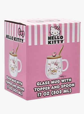 Hello Kitty Sweets Glass Mug With Lid & Spoon