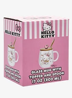 Hello Kitty Sweets Glass Mug With Lid & Spoon