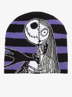 The Nightmare Before Christmas Jack & Sally Split Stripe Beanie