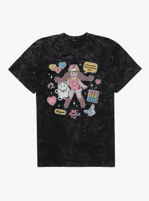 Bee And Puppycat Sticker Icons Mineral Wash T-Shirt